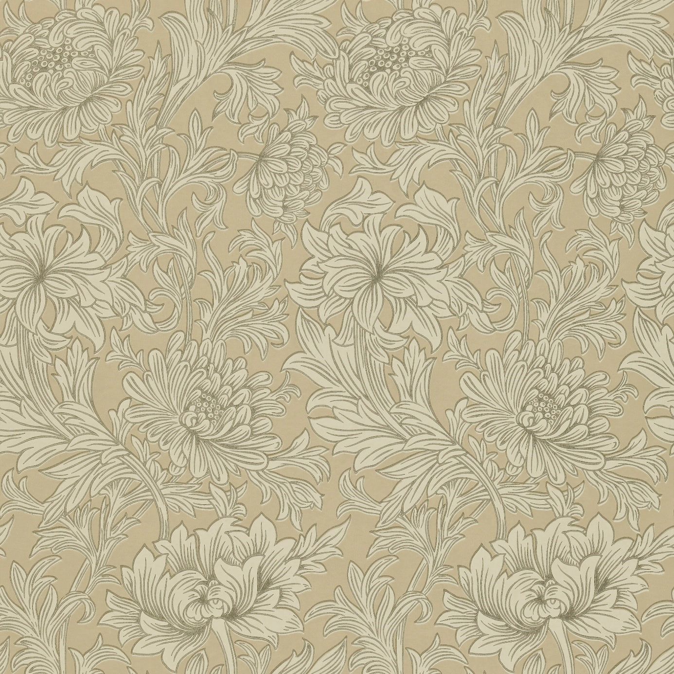 Chrysanthemum Toile - Ivory / Gold