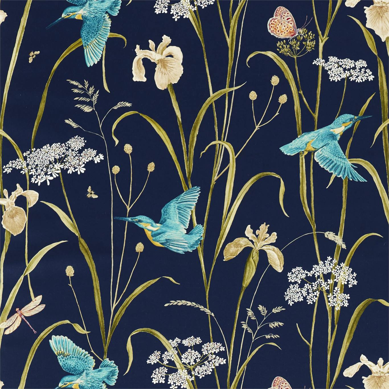 Kingfisher and Iris - Navy / Teal
