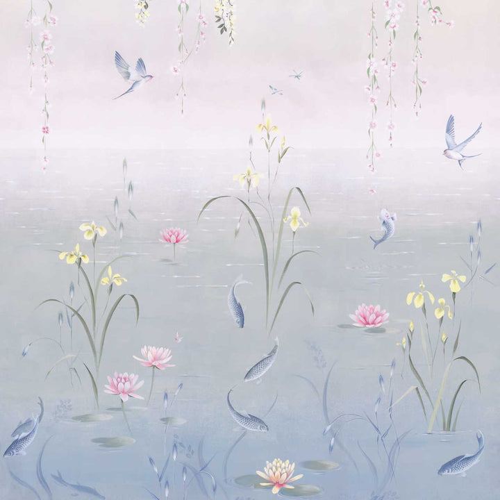 Water Garden - Soft Jade / Pink Blossom