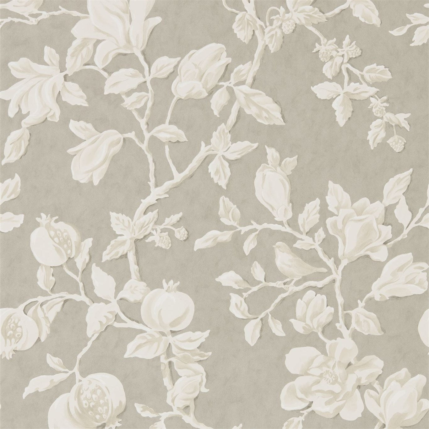Magnolia & Pomegranate - Silver / Linen