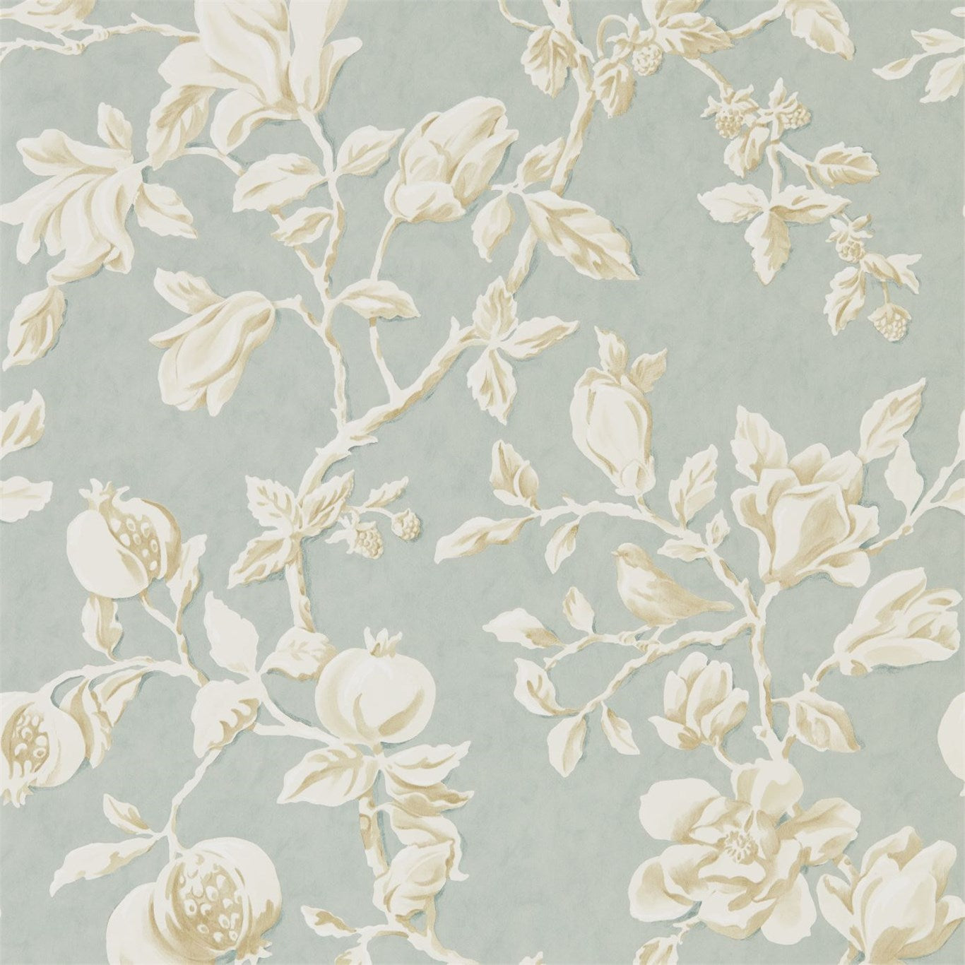 Magnolia & Pomegranate - Grey Blue / Parchment