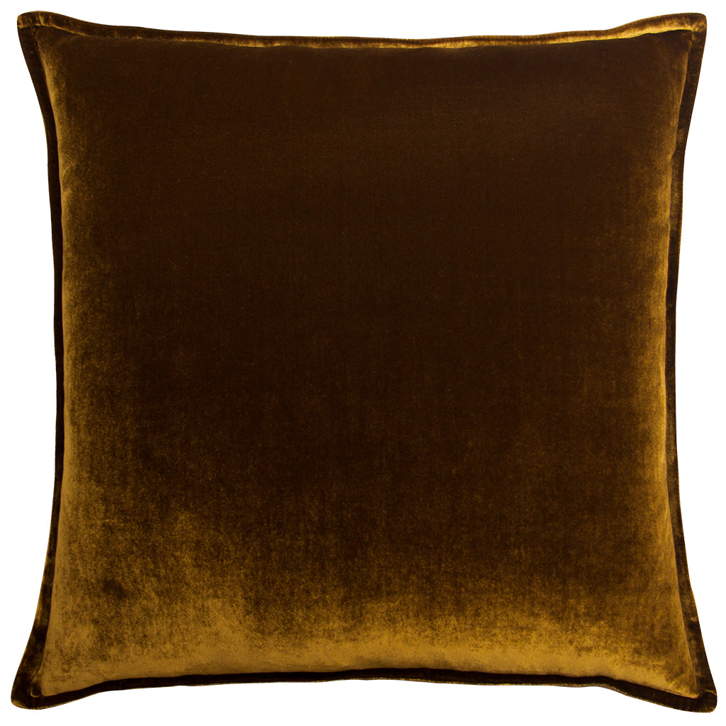 Silk Velvet & Linen Flange Cushion - Gold