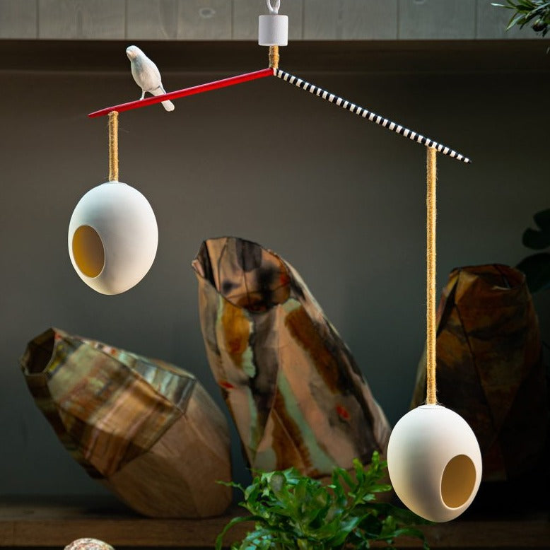 Cloudy Robin Chandelier - Stucco Plaster White