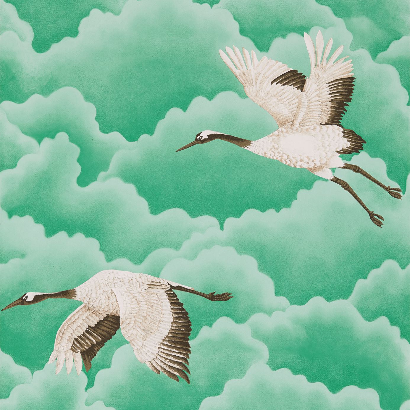 Cranes In Flight - Emerald