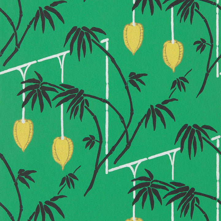 Kimiko Wallpaper - Bottle Green / Chartreuse