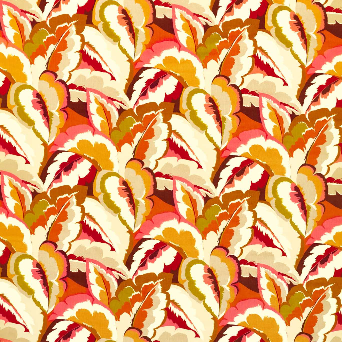 Calathea Fabric - Amber Light / Brazilian Rosewood / Pomegranate / Shiitake