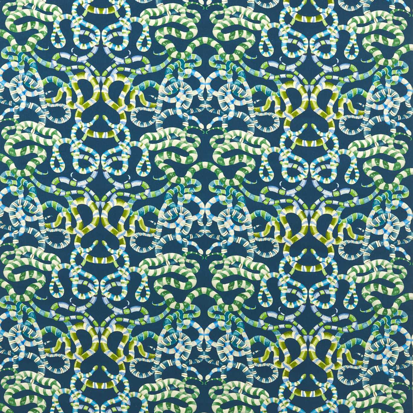 Serpenti Velvet Fabric - Onsen / Emerald / Azul