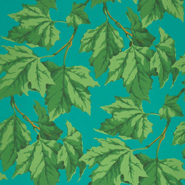 Dappled Leaf Wallcovering - Emerald / Teal