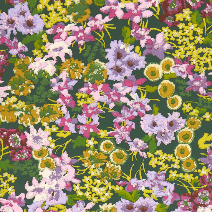 Wildflower Meadow Wallcovering - Emerald / Amethyst / Peridot