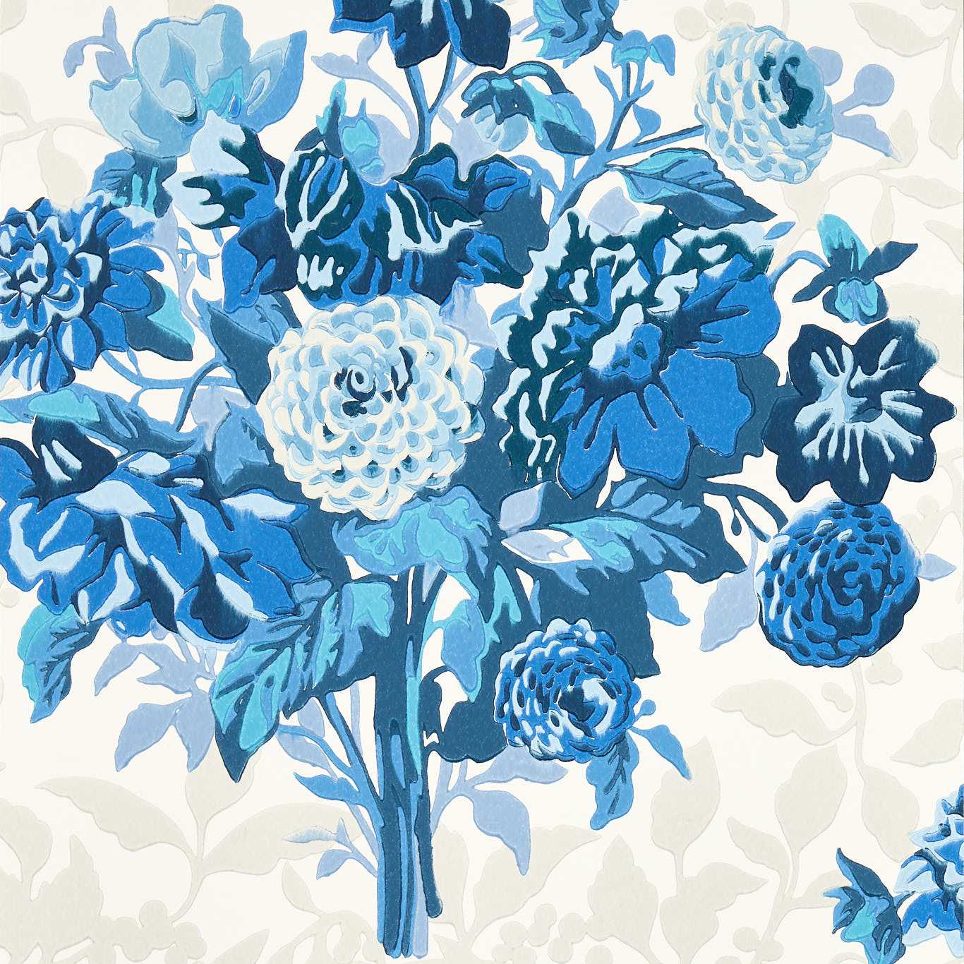 Dahlia Bunch Wallcovering - Lapis