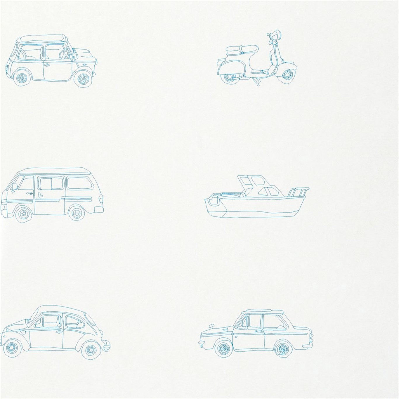 Go Go Retro - Aqua and White