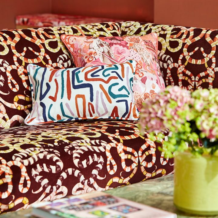 Serpenti Velvet Fabric - Onsen / Emerald / Azul