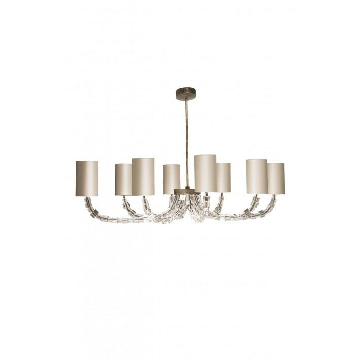 Oval Lartigue Chandelier - Clear Crystal - Burnt Silver