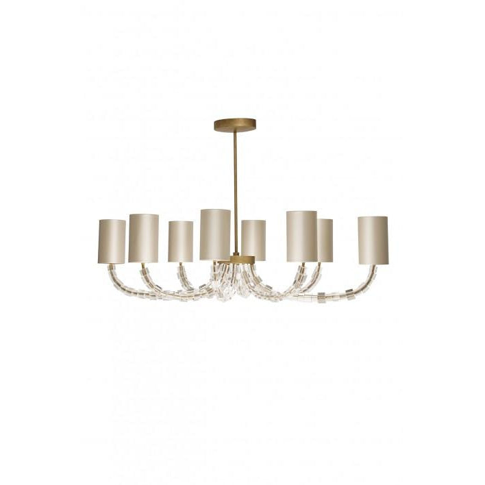 Oval Lartigue Chandelier - Clear Crystal - French Brass
