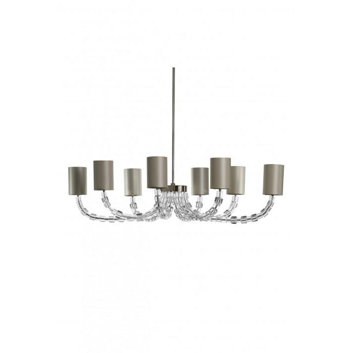 Oval Lartigue Chandelier - Clear Crystal - Nickel