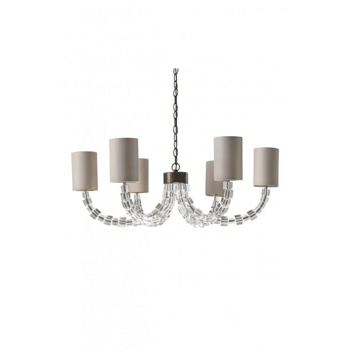 Round Lartigue Chandelier - Clear Crystal - Burnt Silver