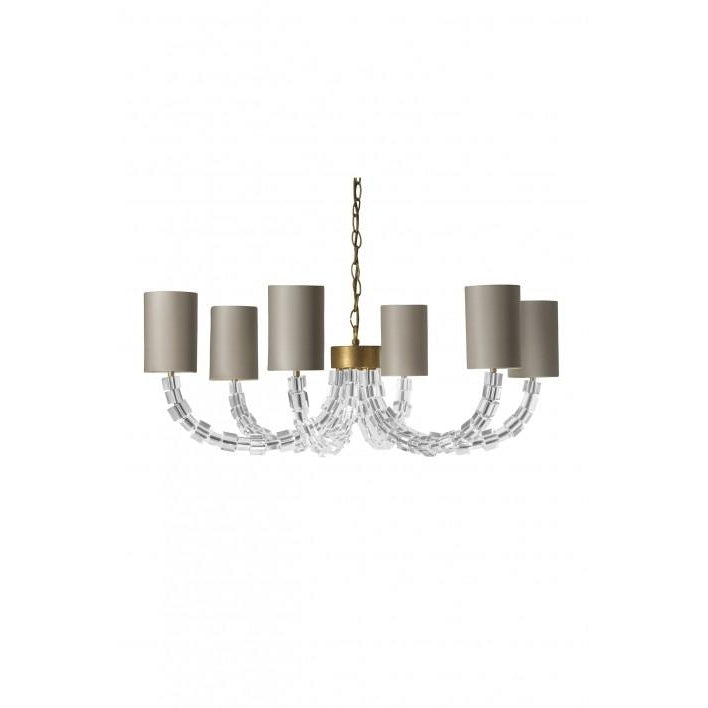 Round Lartigue Chandelier - Clear Crystal - French Brass