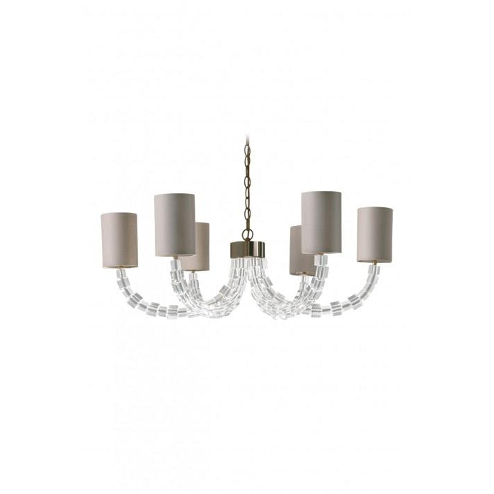 Round Lartigue Chandelier - Clear Crystal - Nickel