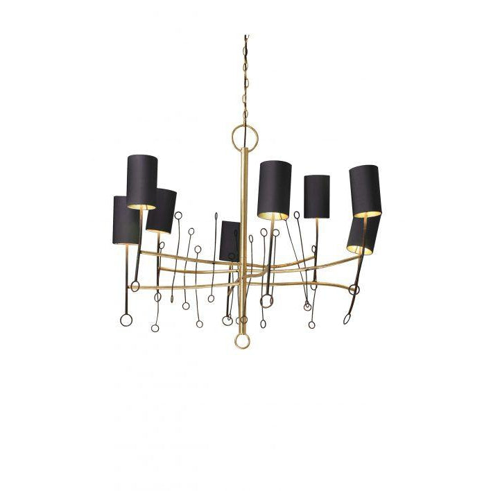 Short Lollipop Chandelier - Fired Copper - Scratched Gold
