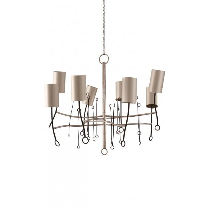 Short Lollipop Chandelier - Fired Copper-Scratched Silver