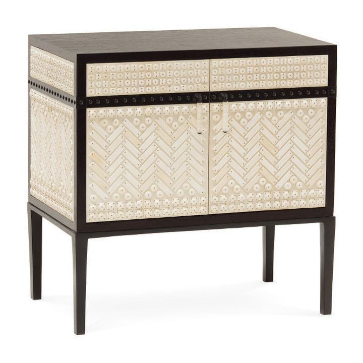 Mah Jong Bedside Table - Patterned Bone Sides