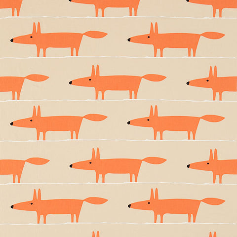 Mr Fox applique - Tangerine / Linen