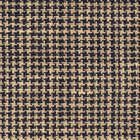 Raffia - Natural Houndstooth Raffia, Black