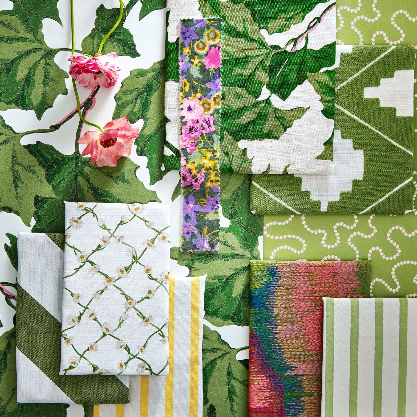 Daisy Trellis - Emerald / Pearl