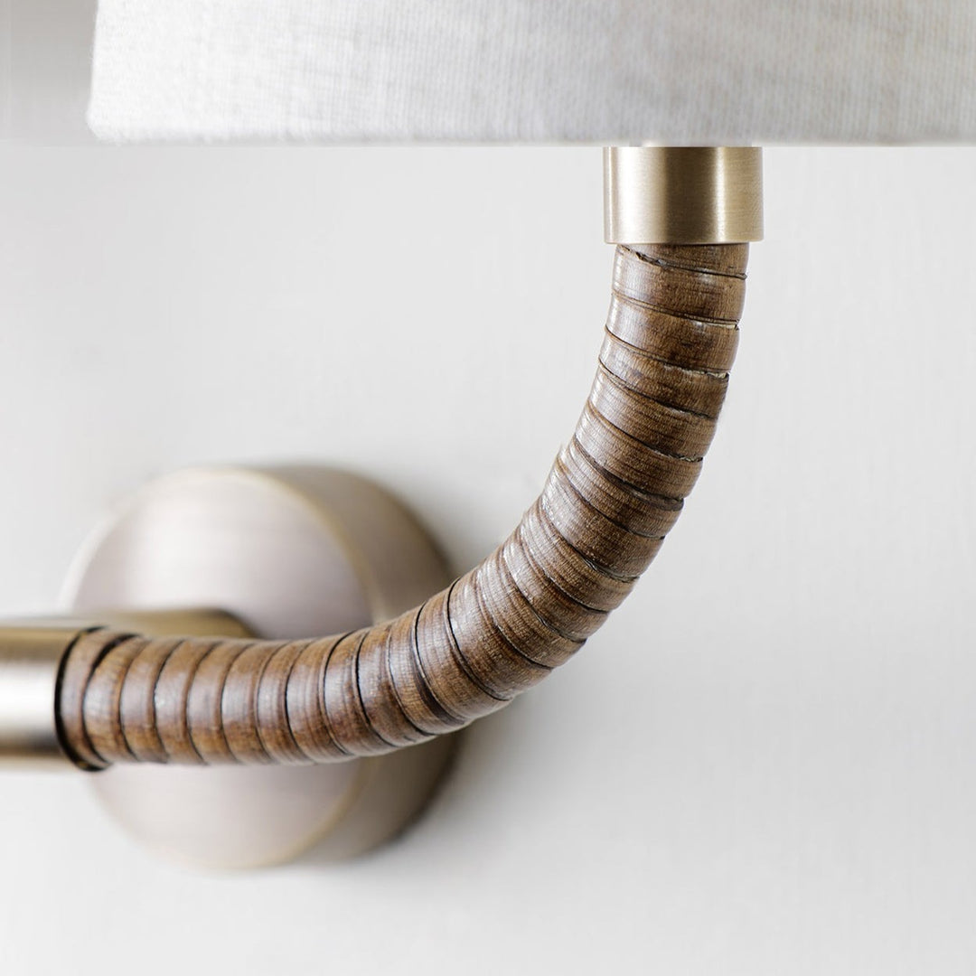 Large Holden Wall Light - Dark Cane with Antique Brass