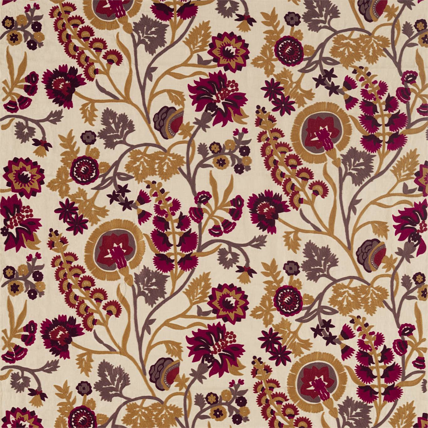 Hardwick Crewel - Antique Gold / Cinnabar