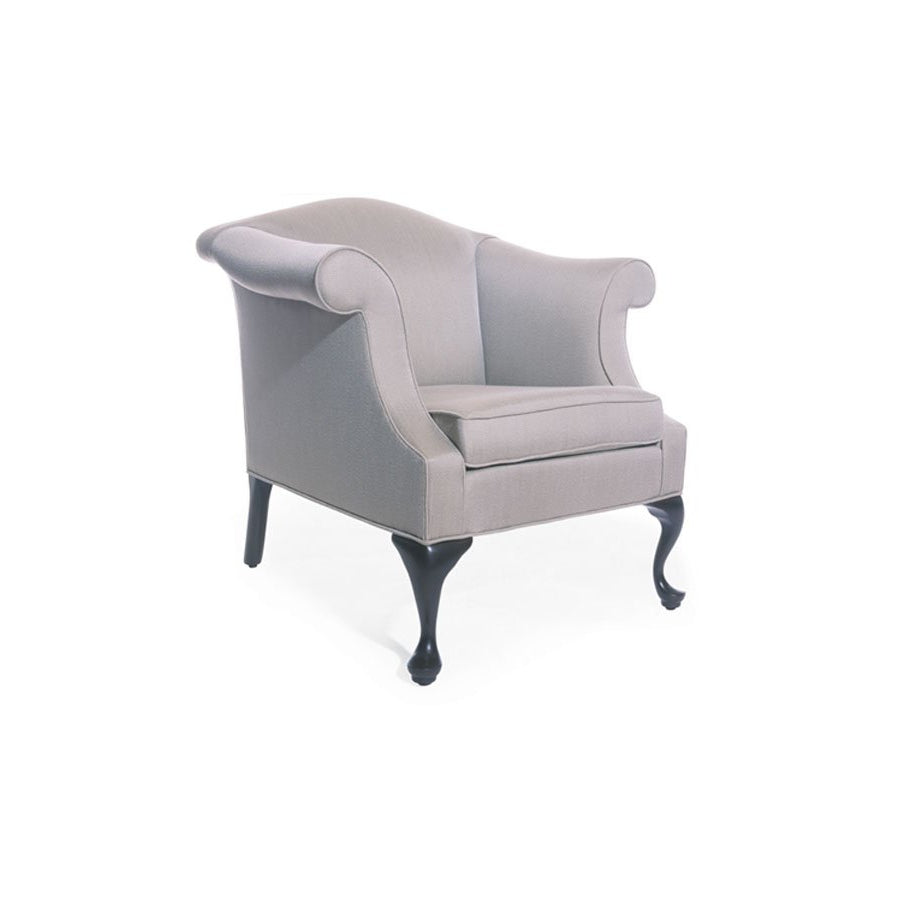 Traditional Camelback Lounge Chair with Queen Anne Legs