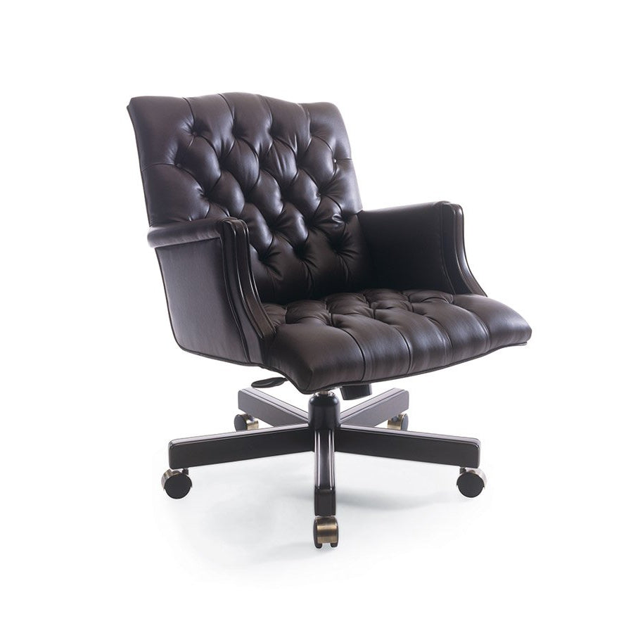 Traditional Danube Swivel Chair Tufted Mid Back with Closed Arm