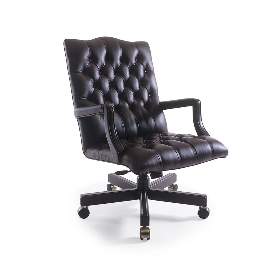 Traditional Danube Swivel Chair Tufted High Back with Open Arm