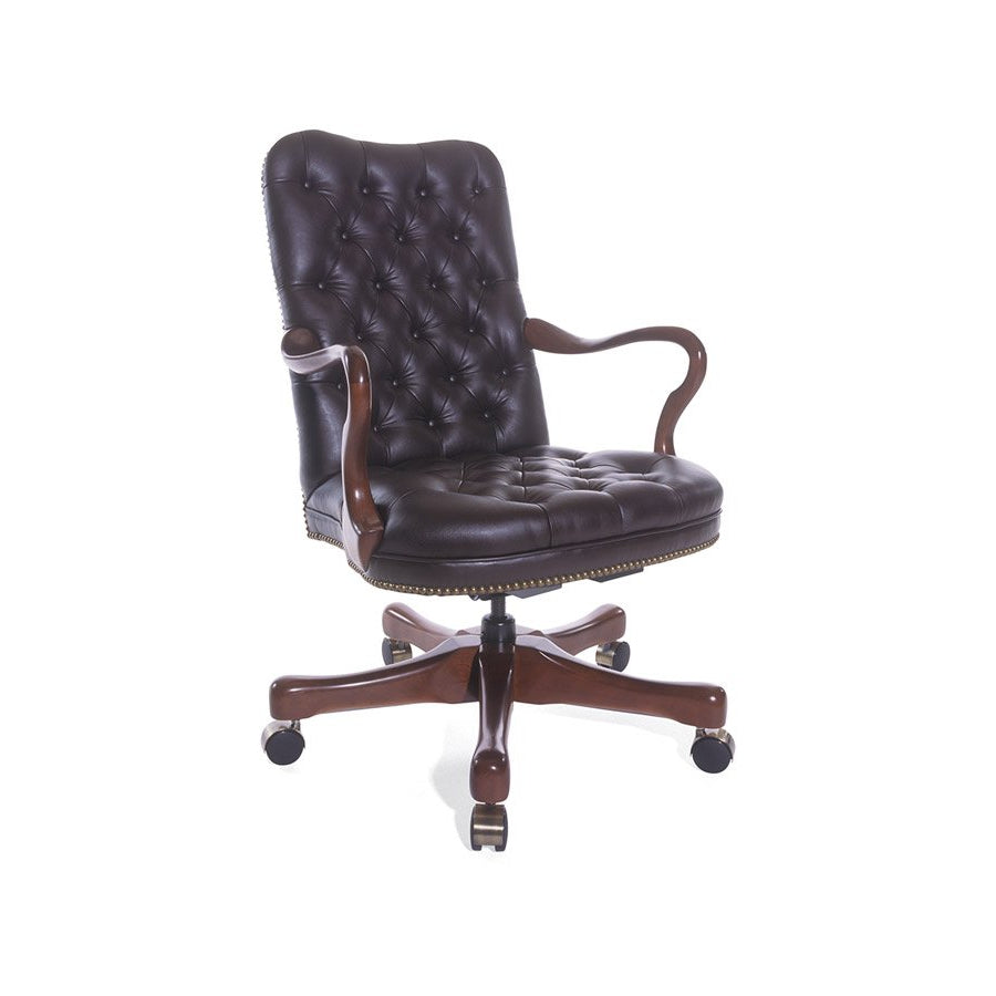 Traditional Fairfax Swivel Chair with Tufted Tip Back
