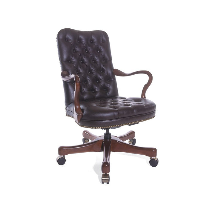 Traditional Fairfax Swivel Chair with Tufted Tip Back