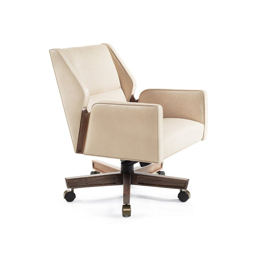 Jett Swivel Chair Low Back Wood Detail
