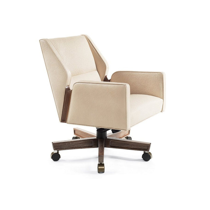 Jett Swivel Chair Low Back Wood Detail
