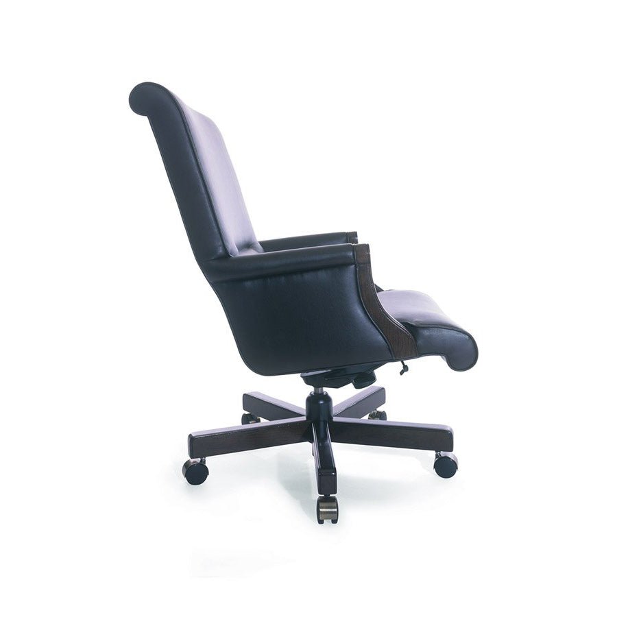 Traditional Vienna Swivel Chair High Back with Closed Upholstered Arm