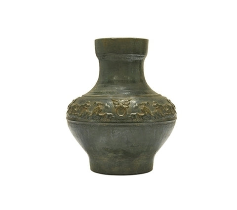 HAN STYLE JAR WITH RUNNING BEASTS, SHORT NECK