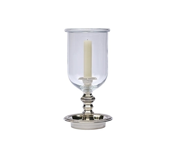 DANIELLA SILVER CANDLESTICK WITH GLASS HURRICANE