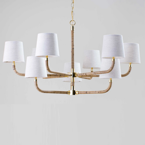 Extra Large Holden Ceiling Light - Dark Cane with Brass